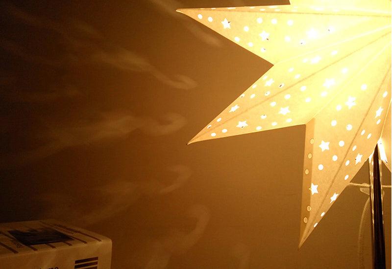 Modern Retro Led Table Lamp Desk Light Paper Star Wood Lamp Nordic Design Minimalist Bedside Living Room Bedroom Decor Cute Study Lamps for Bedroom Décor
