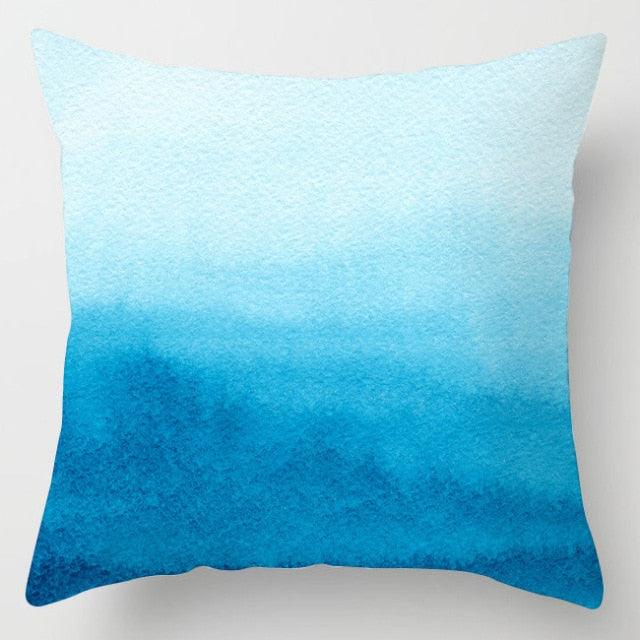 Modern Simple Blue Geometric Pillow Cover Home Sofa Decorative Blue Sea Texture Cotton Linen Cushion Home Decorative Pillow Case 45x45cm