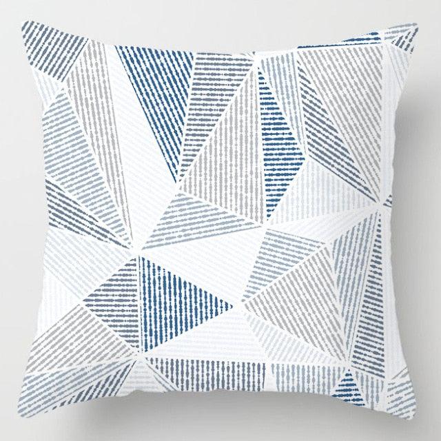 Modern Simple Blue Geometric Pillow Cover Home Sofa Decorative Blue Sea Texture Cotton Linen Cushion Home Decorative Pillow Case 45x45cm