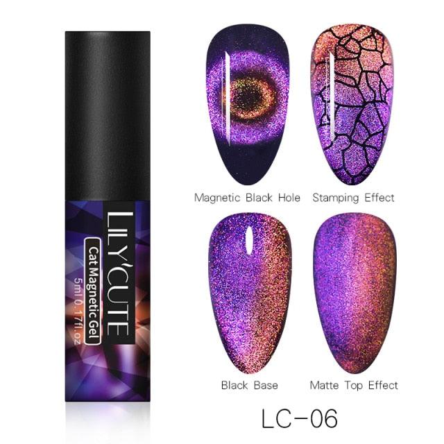 Modern Styllish Elegant 9D Cat Magnetic Nail Gel Polish UV LED Permanent Elegant Colorful Charming Effect For Womens