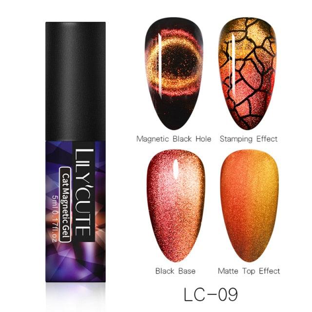 Modern Styllish Elegant 9D Cat Magnetic Nail Gel Polish UV LED Permanent Elegant Colorful Charming Effect For Womens