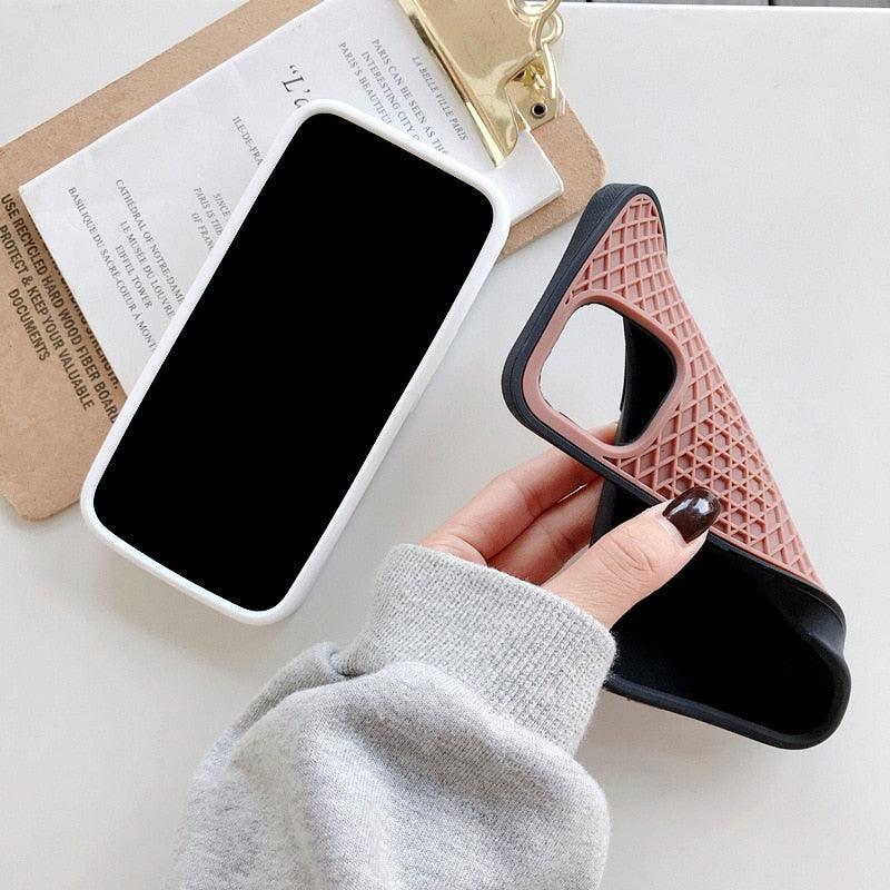 Modern Waffle Sport Shoe Sole Texture Silicone Case for iPhone 12 13 Pro Max XS XR X iPhone Mini Cover Silicone Impact Resistant Protective Case Soft Silicone Art Phone Case