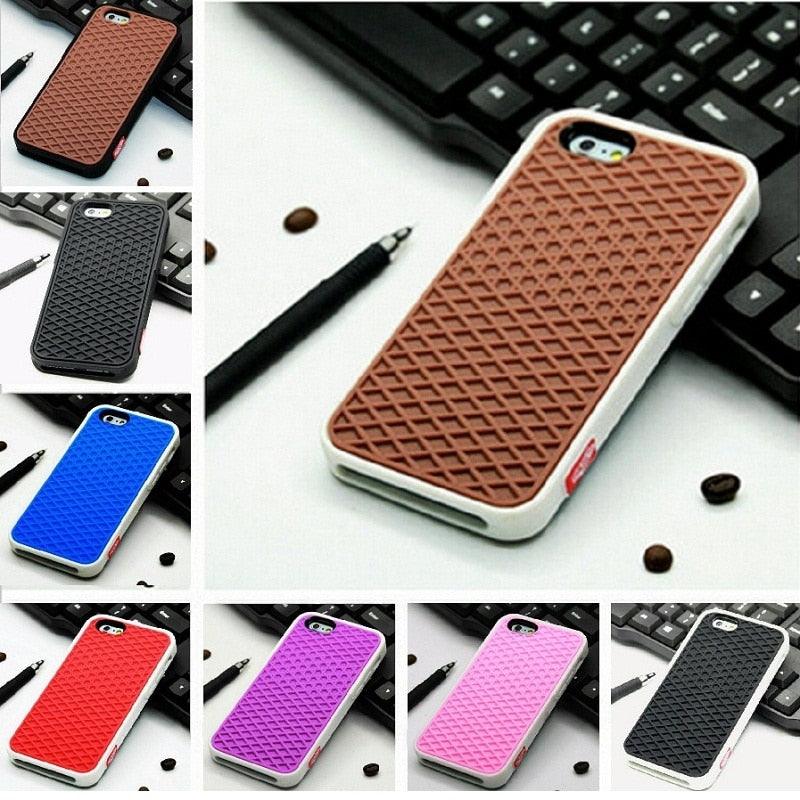 Modern Waffle Sport Shoe Sole Texture Silicone Case for iPhone 12 13 Pro Max XS XR X iPhone Mini Cover Silicone Impact Resistant Protective Case Soft Silicone Art Phone Case