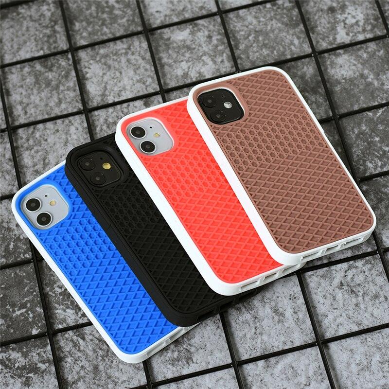 Modern Waffle Sport Shoe Sole Texture Silicone Case for iPhone 12 13 Pro Max XS XR X iPhone Mini Cover Silicone Impact Resistant Protective Case Soft Silicone Art Phone Case