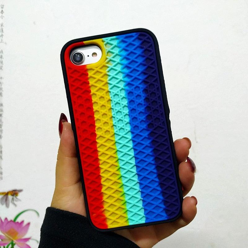 Modern Waffle Sport Shoe Sole Texture Silicone Case for iPhone 12 13 Pro Max XS XR X iPhone Mini Cover Silicone Impact Resistant Protective Case Soft Silicone Art Phone Case