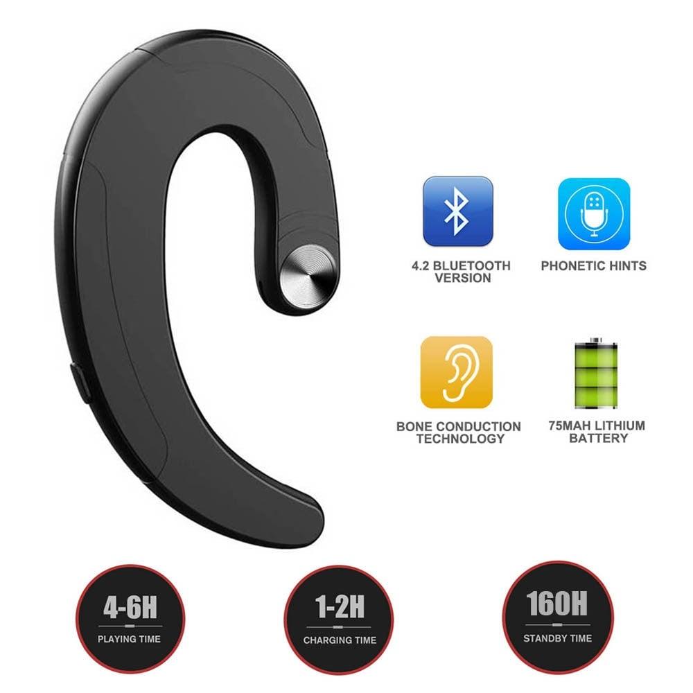 Modern Wireless Bluetooth Headphone Single Earphone Earbuds Exquisite Headset Wireless Bone Conduction Earphones Business Earbuds Bluetooth 4.1 Headphones Over Ear Hooks Handsfree Bone Conduction Earphones Headphones With Microphone
