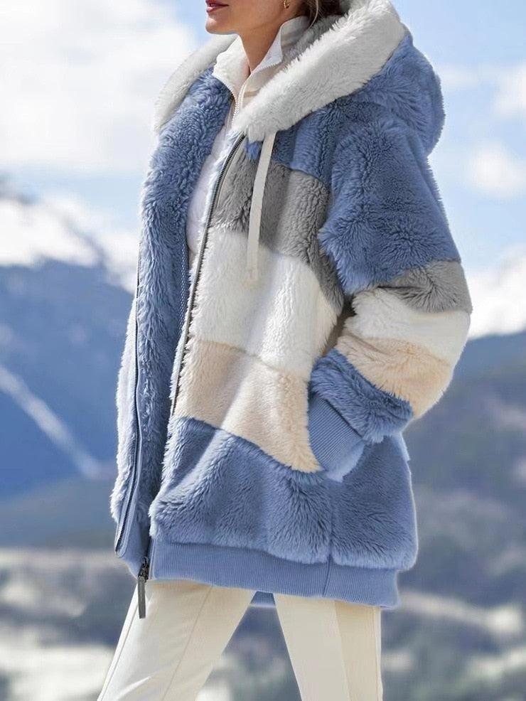 Modern Women Casual Jacket Coats Hip Hop New Autumn Winter Loose Multicolor Hooded Jacket For Women Winter Fleece Jacket Hooded Solid Color Coats With Pockets Comfortable Jacket