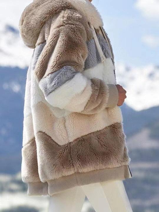 Modern Women Casual Jacket Coats Hip Hop New Autumn Winter Loose Multicolor Hooded Jacket For Women Winter Fleece Jacket Hooded Solid Color Coats With Pockets Comfortable Jacket