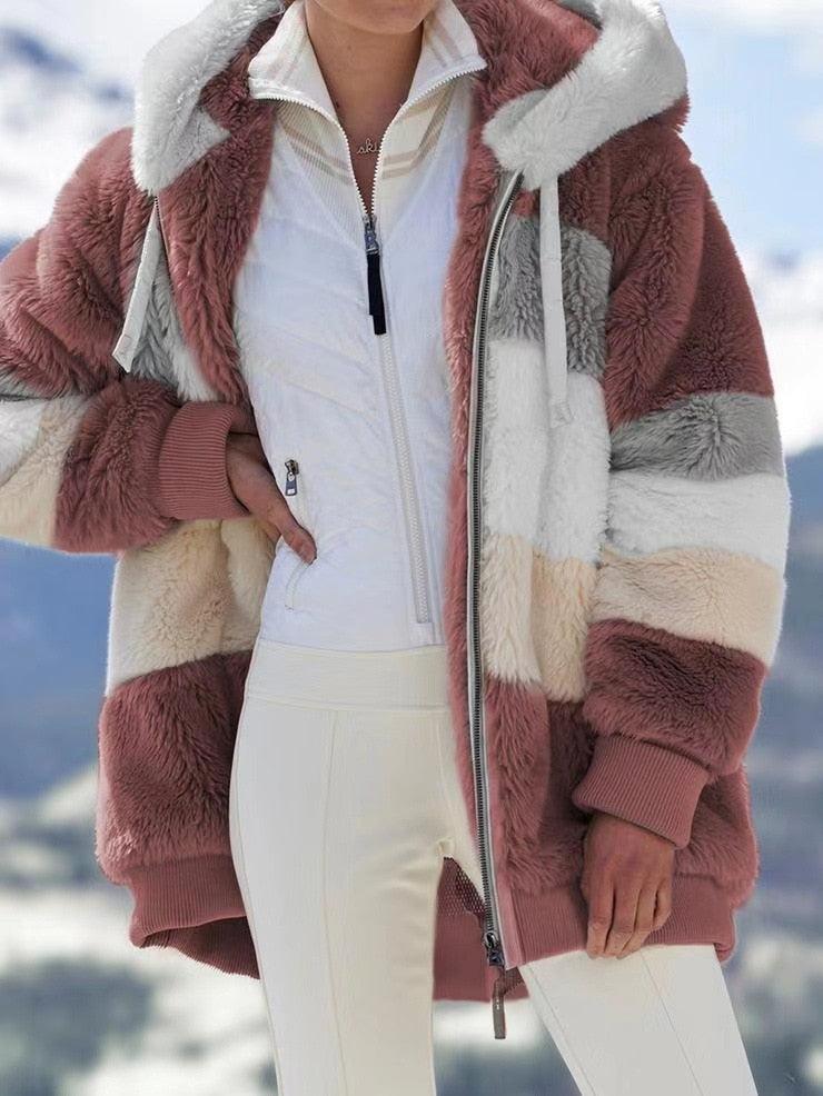 Modern Women Casual Jacket Coats Hip Hop New Autumn Winter Loose Multicolor Hooded Jacket For Women Winter Fleece Jacket Hooded Solid Color Coats With Pockets Comfortable Jacket