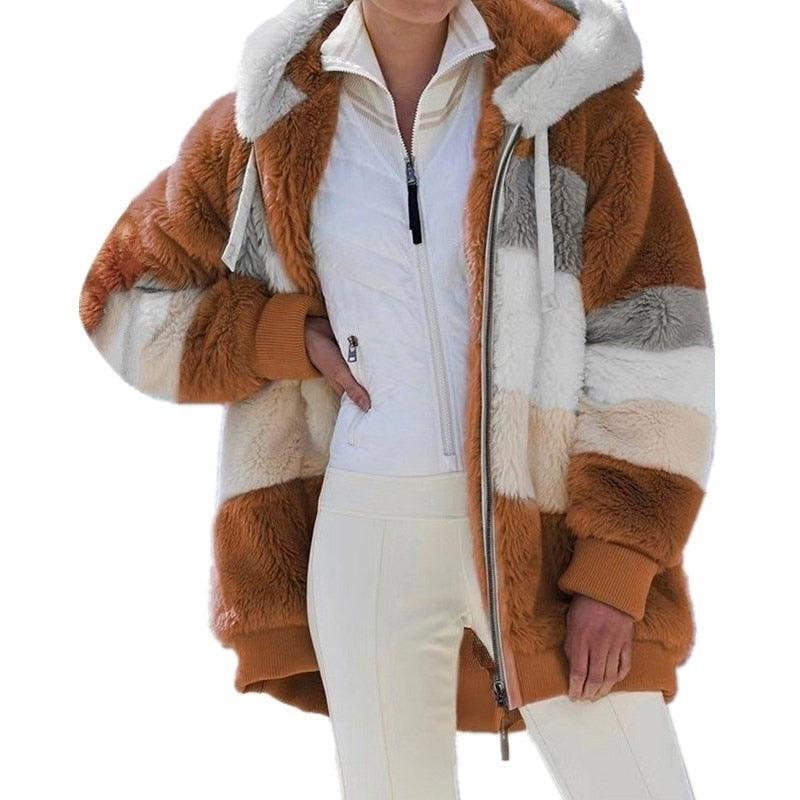 Modern Women Casual Jacket Coats Hip Hop New Autumn Winter Loose Multicolor Hooded Jacket For Women Winter Fleece Jacket Hooded Solid Color Coats With Pockets Comfortable Jacket
