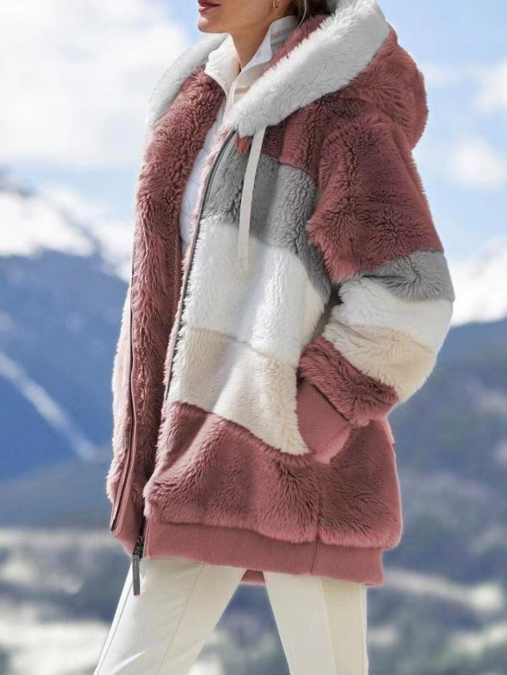 Modern Women Casual Jacket Coats Hip Hop New Autumn Winter Loose Multicolor Hooded Jacket For Women Winter Fleece Jacket Hooded Solid Color Coats With Pockets Comfortable Jacket