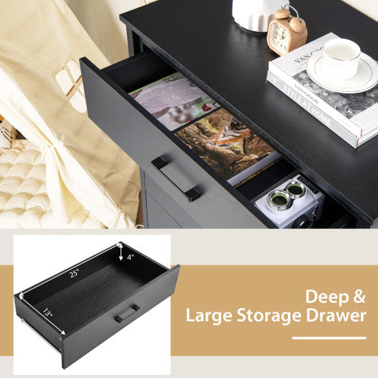 Modern 5-Drawer Multipurpose Chest Dresser with Metal Handles-Black