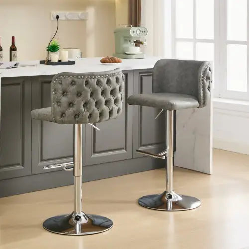 Furniture,Swivel Barstools Adjusatble Seat Height, Modern PU Upholstered Bar Stools With The Whole Back Tufted, For Home Pub And Kitchen Island