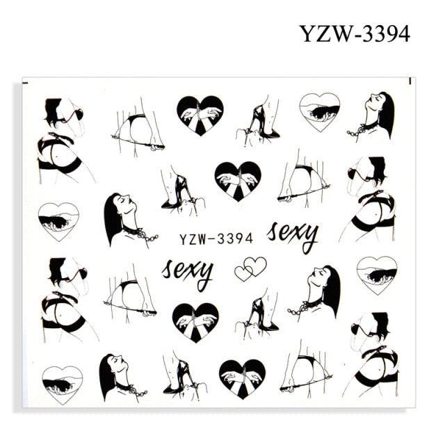 Nail Art Water Transfer Stickers Anime Mouse Animal Kid slider adhesive Watermark Decals Women Beauty Wedding Nails Decal Self-Adhesive 3D Wave Design Decoration for Women Girls Art Stickers Decal Decoration Metallic Curve Strip Line Nail