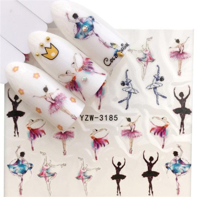 Nail Art Water Transfer Stickers Anime Mouse Animal Kid slider adhesive Watermark Decals Women Beauty Wedding Nails Decal Self-Adhesive 3D Wave Design Decoration for Women Girls Art Stickers Decal Decoration Metallic Curve Strip Line Nail
