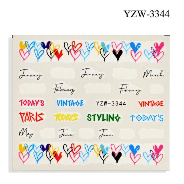 Nail Art Water Transfer Stickers Anime Mouse Animal Kid slider adhesive Watermark Decals Women Beauty Wedding Nails Decal Self-Adhesive 3D Wave Design Decoration for Women Girls Art Stickers Decal Decoration Metallic Curve Strip Line Nail