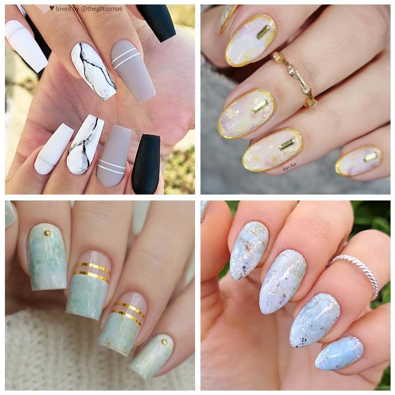 Nail Foils Marble Flower Series Iridescent Nail Art Transfer Sticker Paper Slider Nail Water Decal Design Manicures Decorations Art Manicures Decoration New Gold Nail Transfer Foils for Nail Arts Nails Supply Holographic Effect Nail Art Foil Stickers Hol
