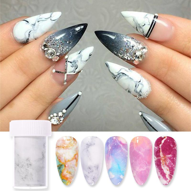 Nail Foils Marble Flower Series Iridescent Nail Art Transfer Sticker Paper Slider Nail Water Decal Design Manicures Decorations Art Manicures Decoration New Gold Nail Transfer Foils for Nail Arts Nails Supply Holographic Effect Nail Art Foil Stickers Hol