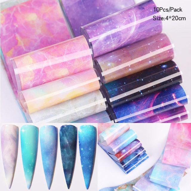 Nail Foils Marble Flower Series Iridescent Nail Art Transfer Sticker Paper Slider Nail Water Decal Design Manicures Decorations Art Manicures Decoration New Gold Nail Transfer Foils for Nail Arts Nails Supply Holographic Effect Nail Art Foil Stickers Hol