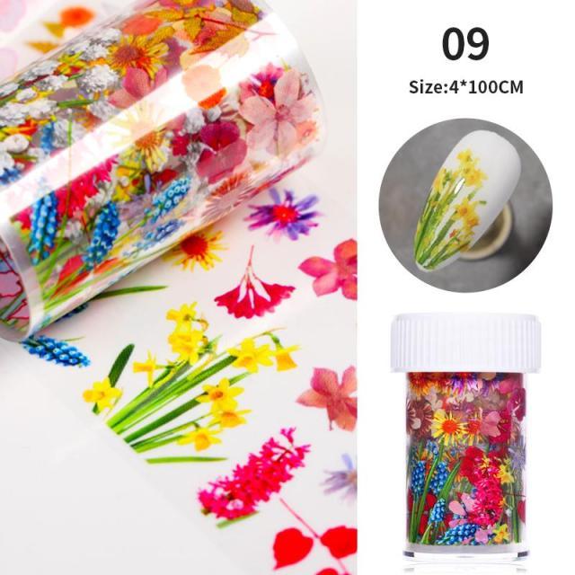 Nail Foils Marble Flower Series Iridescent Nail Art Transfer Sticker Paper Slider Nail Water Decal Design Manicures Decorations Art Manicures Decoration New Gold Nail Transfer Foils for Nail Arts Nails Supply Holographic Effect Nail Art Foil Stickers Hol
