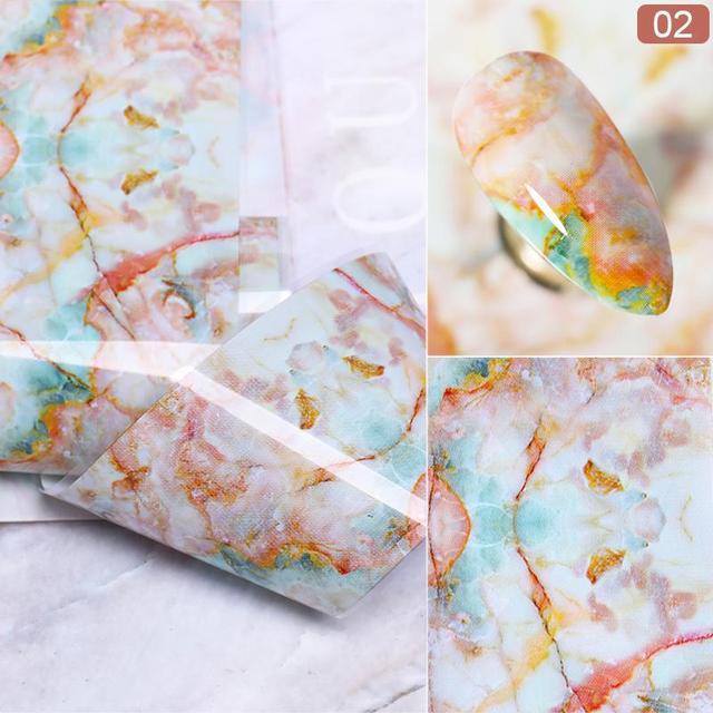 Nail Foils Marble Flower Series Iridescent Nail Art Transfer Sticker Paper Slider Nail Water Decal Design Manicures Decorations Art Manicures Decoration New Gold Nail Transfer Foils for Nail Arts Nails Supply Holographic Effect Nail Art Foil Stickers Hol