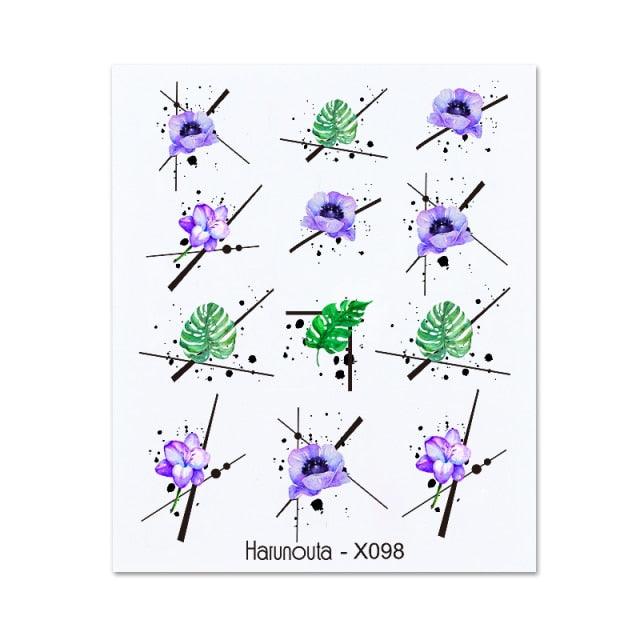 Nails Sticker Nail Art Decorations Flowers Leaves Decals Water Transfer Sliders Woman Face Fruit Foil Manicures Wraps Water Transfer Nail Decals Sticker For Pretty Girl Self-Adhesive Nail Decals Designer Nail Stickers for Acrylic Decal