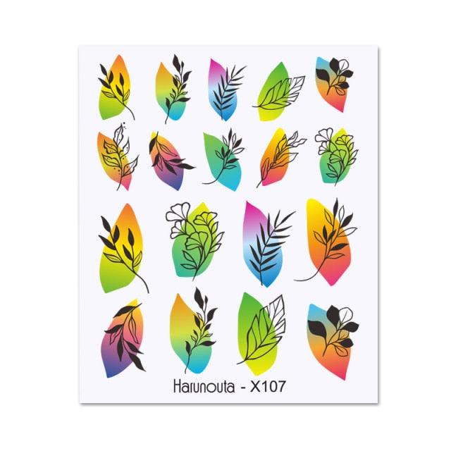 Nails Sticker Nail Art Decorations Flowers Leaves Decals Water Transfer Sliders Woman Face Fruit Foil Manicures Wraps Water Transfer Nail Decals Sticker For Pretty Girl Self-Adhesive Nail Decals Designer Nail Stickers for Acrylic Decal