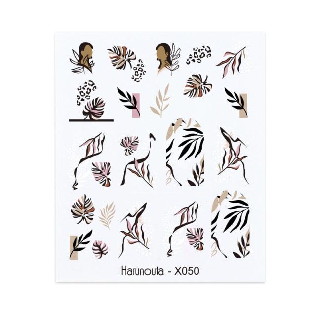 Nails Sticker Nail Art Decorations Flowers Leaves Decals Water Transfer Sliders Woman Face Fruit Foil Manicures Wraps Water Transfer Nail Decals Sticker For Pretty Girl Self-Adhesive Nail Decals Designer Nail Stickers for Acrylic Decal