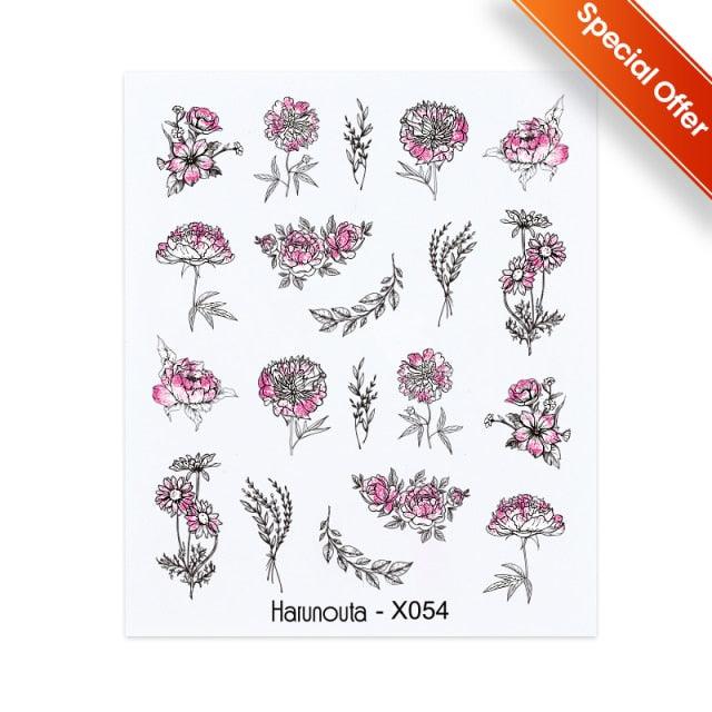 Nails Sticker Nail Art Decorations Flowers Leaves Decals Water Transfer Sliders Woman Face Fruit Foil Manicures Wraps Water Transfer Nail Decals Sticker For Pretty Girl Self-Adhesive Nail Decals Designer Nail Stickers for Acrylic Decal