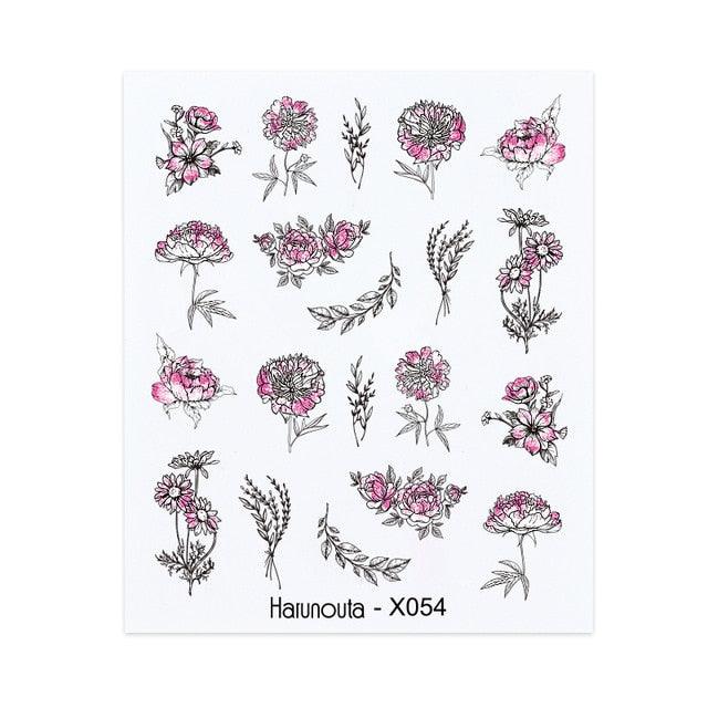 Nails Sticker Nail Art Decorations Flowers Leaves Decals Water Transfer Sliders Woman Face Fruit Foil Manicures Wraps Water Transfer Nail Decals Sticker For Pretty Girl Self-Adhesive Nail Decals Designer Nail Stickers for Acrylic Decal