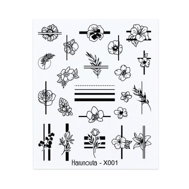 Nails Sticker Nail Art Decorations Flowers Leaves Decals Water Transfer Sliders Woman Face Fruit Foil Manicures Wraps Water Transfer Nail Decals Sticker For Pretty Girl Self-Adhesive Nail Decals Designer Nail Stickers for Acrylic Decal