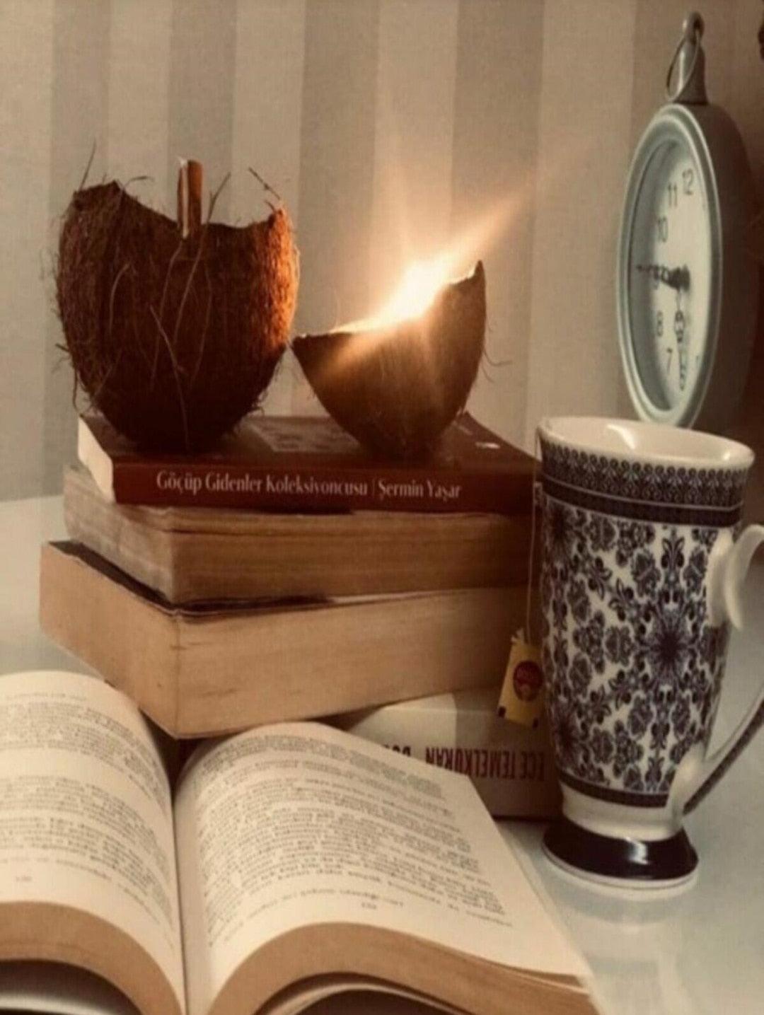 Natural Coconut Shell Decorative Scented Candle Wood Wicked Coconut Scented Candle Natural Coconut Shell Eco Friendly Ideal for Home and Beach Décor Aromatherapy Candle