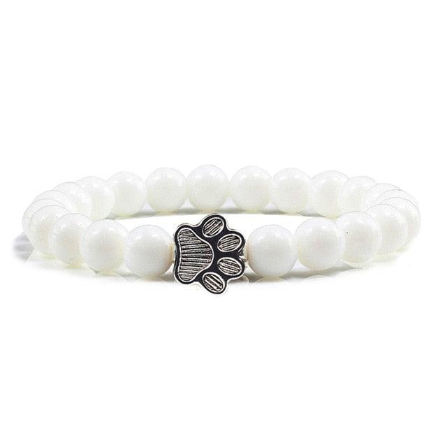 Natural Matte Black Lava Volcanic Stone Paw Print Charm Bracelet Pet Memorial Cat Dog Lovers Jewelry Bracelets For Women Men Stress Relief Yoga Bracelet Mood Bracelet Gifts For Women And Girls