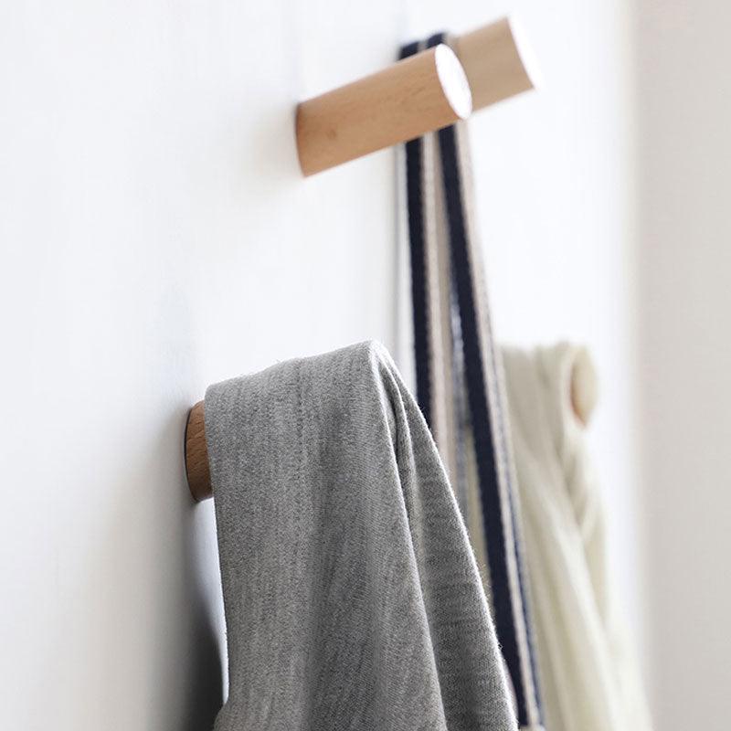 Natural Wood Clothes Hanger Wall Mounted Coat Hook Decorative Key Holder Hat Scarf Handbag Storage Hanger Bathroom Rack New Simple Modern Solid Wood Hook Wall Hanging Decoration