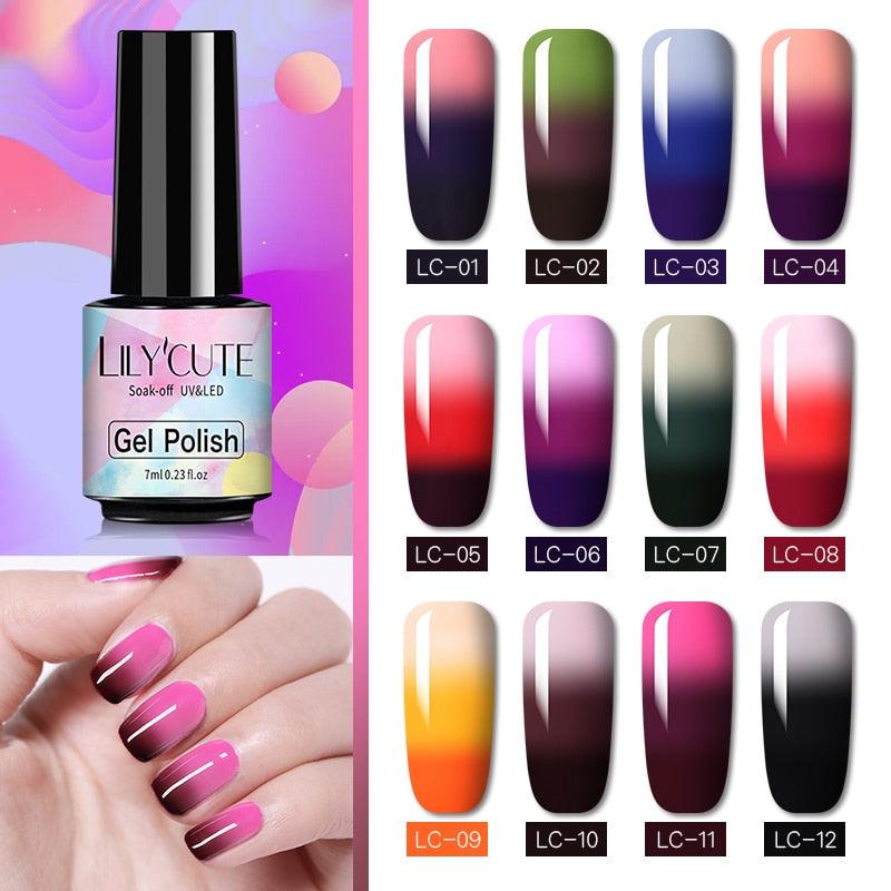 New 2022Fashion Womens 3-layers Color Changing Gel Nail Polish Long Lasting UV Chameleon Popular Colorful Design For Womens and Girls
