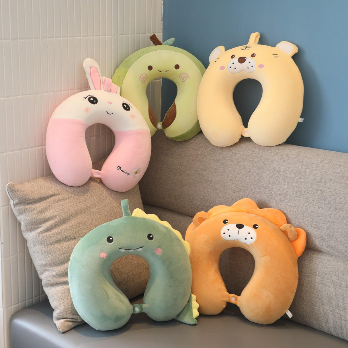 New Animal Memory Cotton U-shaped Pillow Car Neck Pillow Noon Rest Pillow Plane Travel PillowKids Neck Travel Pillows Cute U-Shaped Animal Pillow for Cars Planes Boys Girls Child Gift Ideas