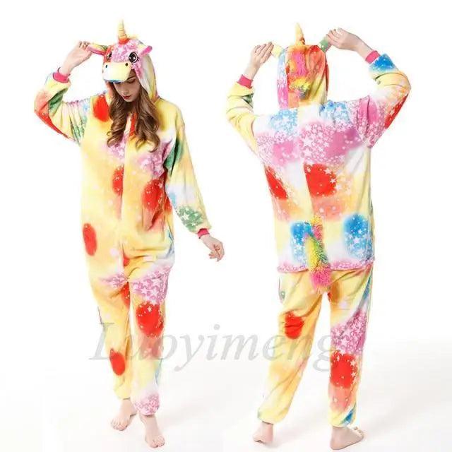 New Animal Pajamas Women Unicorn Sleepwear Panda Pajama Cartoon Overalls Winter Rabbit Nightie Jumpsuit For Winter Girls Unicorn Pajamas Costume Fleece Hooded Animal Sleepwear Christmas Cosplay Unicorn Gift