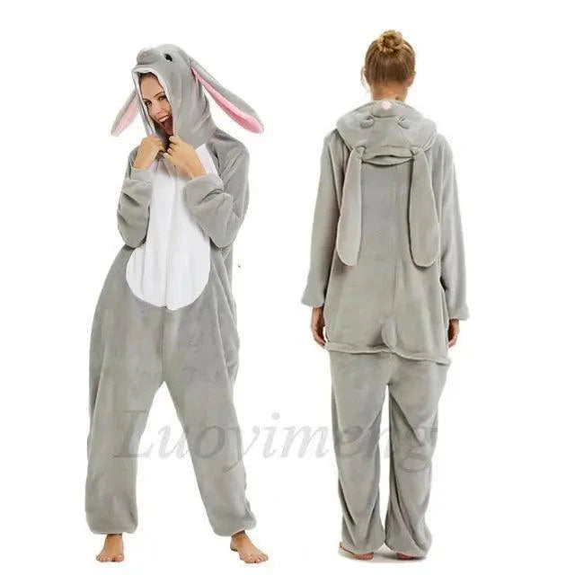 New Animal Pajamas Women Unicorn Sleepwear Panda Pajama Cartoon Overalls Winter Rabbit Nightie Jumpsuit For Winter Girls Unicorn Pajamas Costume Fleece Hooded Animal Sleepwear Christmas Cosplay Unicorn Gift