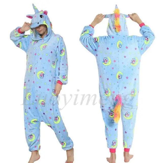 New Animal Pajamas Women Unicorn Sleepwear Panda Pajama Cartoon Overalls Winter Rabbit Nightie Jumpsuit For Winter Girls Unicorn Pajamas Costume Fleece Hooded Animal Sleepwear Christmas Cosplay Unicorn Gift