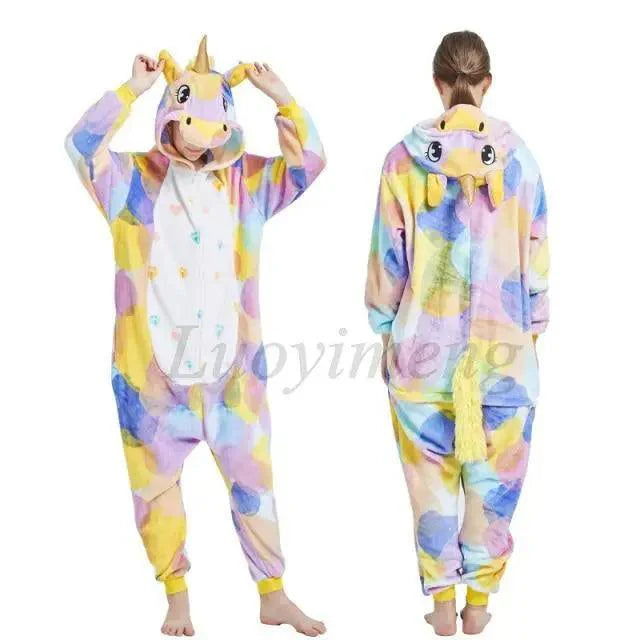 New Animal Pajamas Women Unicorn Sleepwear Panda Pajama Cartoon Overalls Winter Rabbit Nightie Jumpsuit For Winter Girls Unicorn Pajamas Costume Fleece Hooded Animal Sleepwear Christmas Cosplay Unicorn Gift