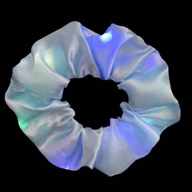 New Arrival Girls LED Luminous Scrunchies Hairband Ponytail Holder Headwear Elastic Hair Bands Solid Color Hair Accessories Ponytail Holder Accessories for Women And Girls