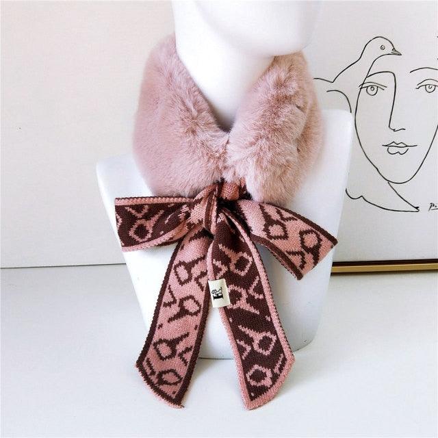 New Autumn Winter Fashion Soft Faux Fur Crochet Knitted Neck Warmer Elastic Neck Gaiter Head Wrap Lightweight Scarf Collar Neck Elegant Warmer Scarves for Women