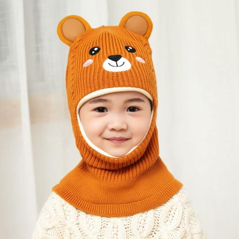 New Baby Girl Winter Hat Warm Bear Skellies Beanies Knitted Cap Kids Balaclava Mask Hats Gorgas Toddler Winter Hat, Baby Winter Hat, Fleece Lined Girls Boys Winter Hat Kids Winter Hat Scarf Earflap Hood Skull Caps