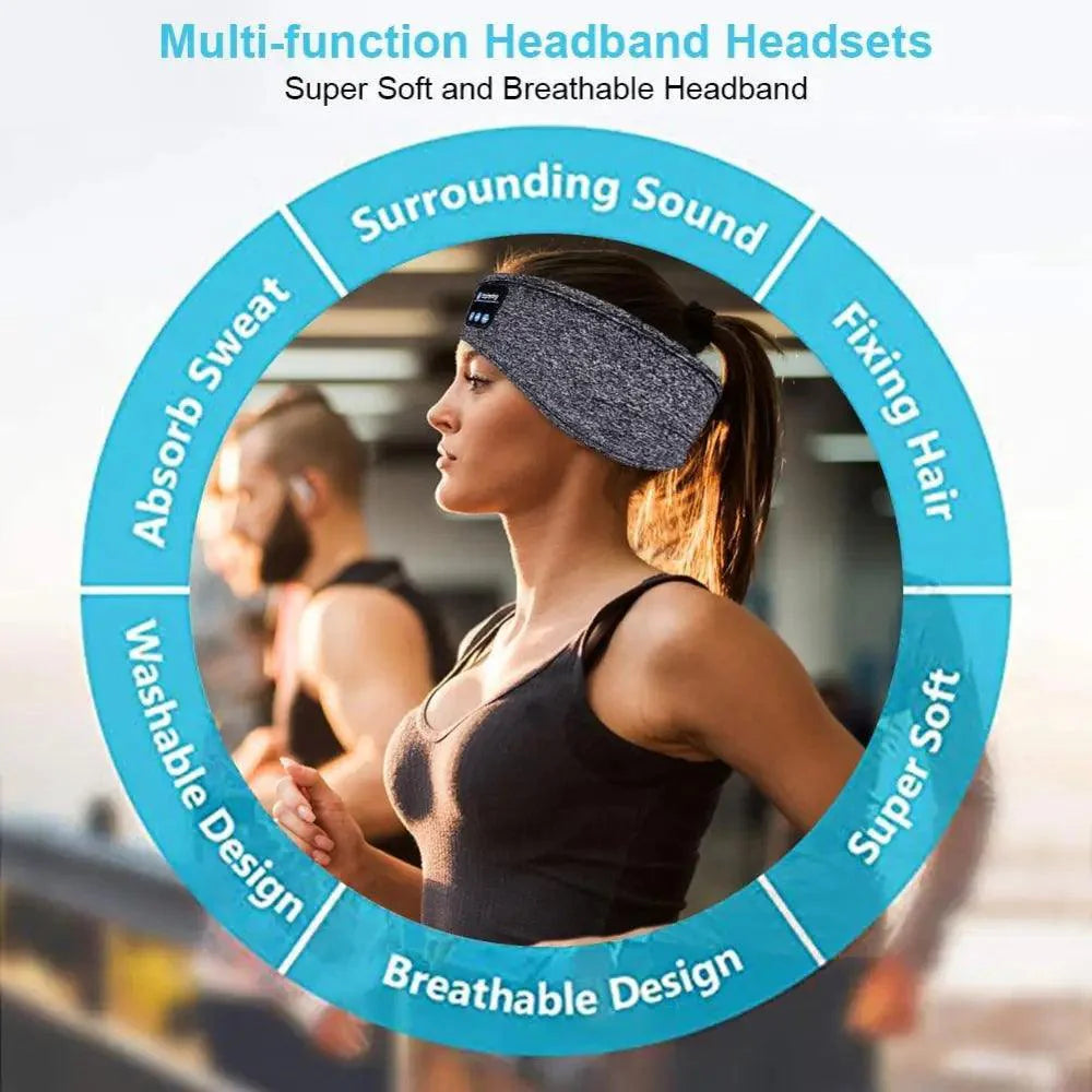 New Bluetooth Wireless Headphones Sports Headband Soft Elastic Comfortable Headphones For Sleep Music Headset Speakers