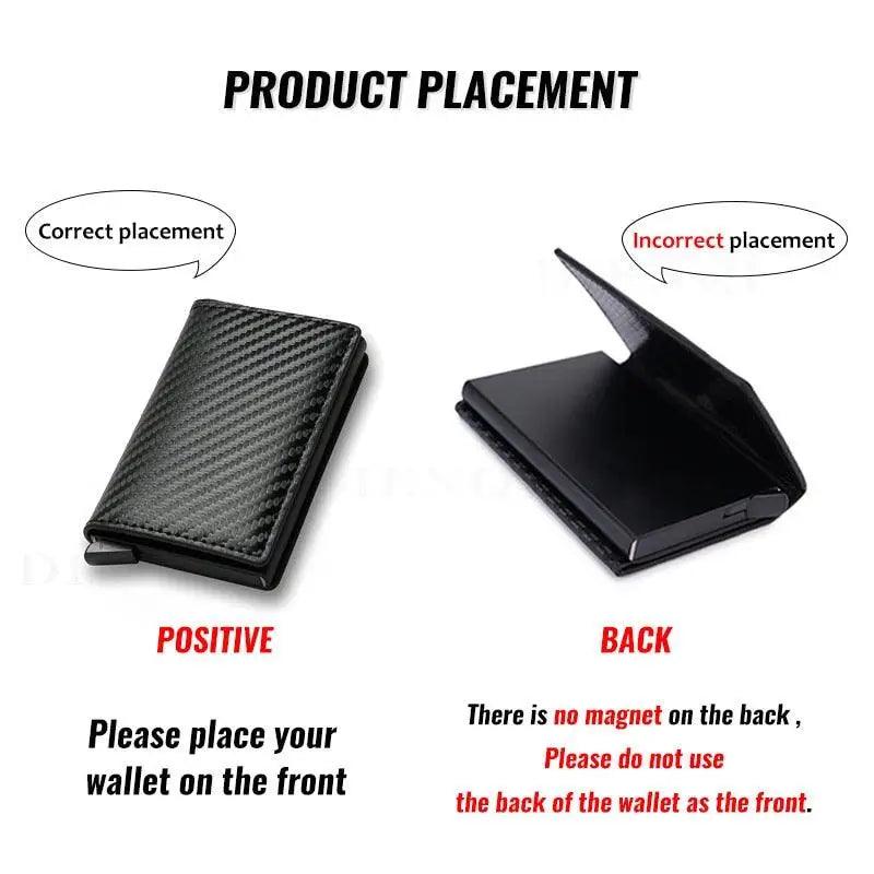 New Carbon Fiber Card Holder Wallets Luxury Men Black Magic Leather Cool Slim Mini Wallet Small Money Bag Male Purses Magnet Closure Wallet