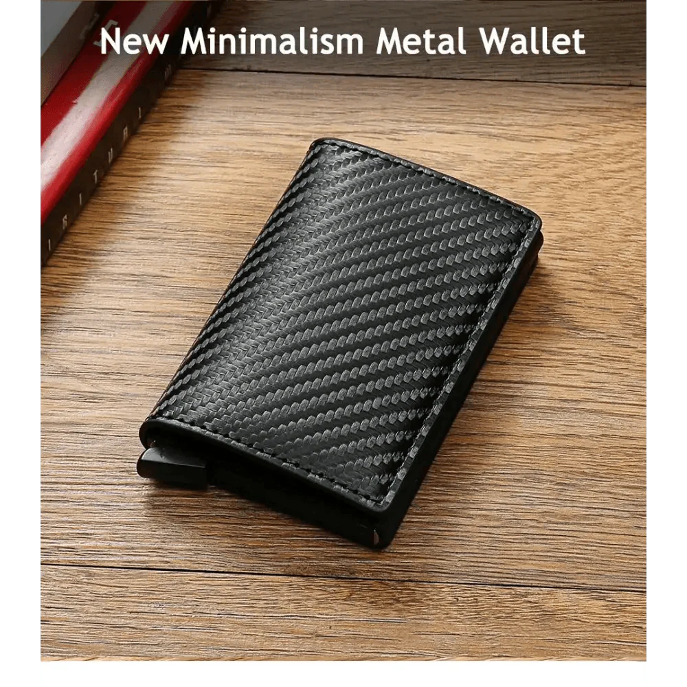 New Carbon Fiber Card Holder Wallets Luxury Men Black Magic Leather Cool Slim Mini Wallet Small Money Bag Male Purses Magnet Closure Wallet