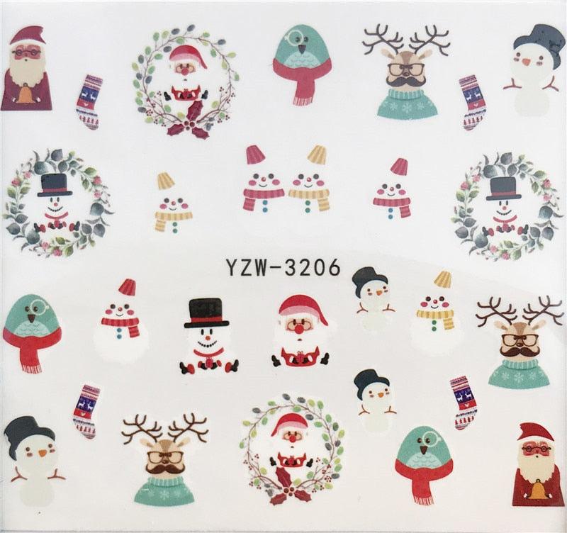 New Christmas Water Decal Nail Art Nail sticker New Year Slider Tattoo Full Cover Santa Claus Snowman Designs Xmas Decals 3D Wave Design Decoration for Women Girls Tape Nail Art Stickers Decal Decoration Nail Art Accessories Decoration Decal