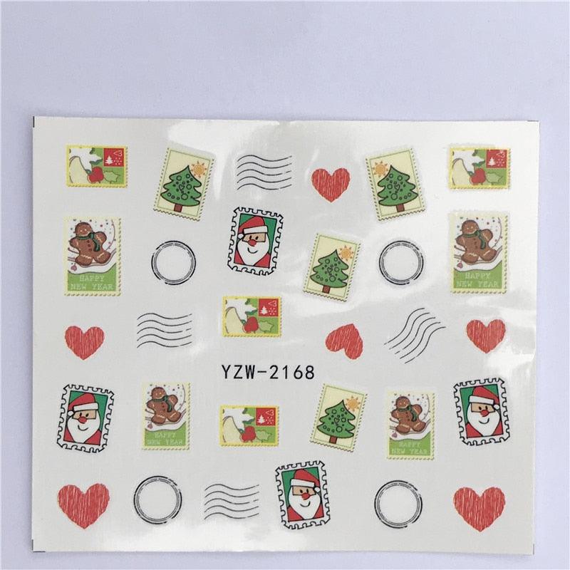New Christmas Water Decal Nail Art Nail sticker New Year Slider Tattoo Full Cover Santa Claus Snowman Designs Xmas Decals 3D Wave Design Decoration for Women Girls Tape Nail Art Stickers Decal Decoration Nail Art Accessories Decoration Decal