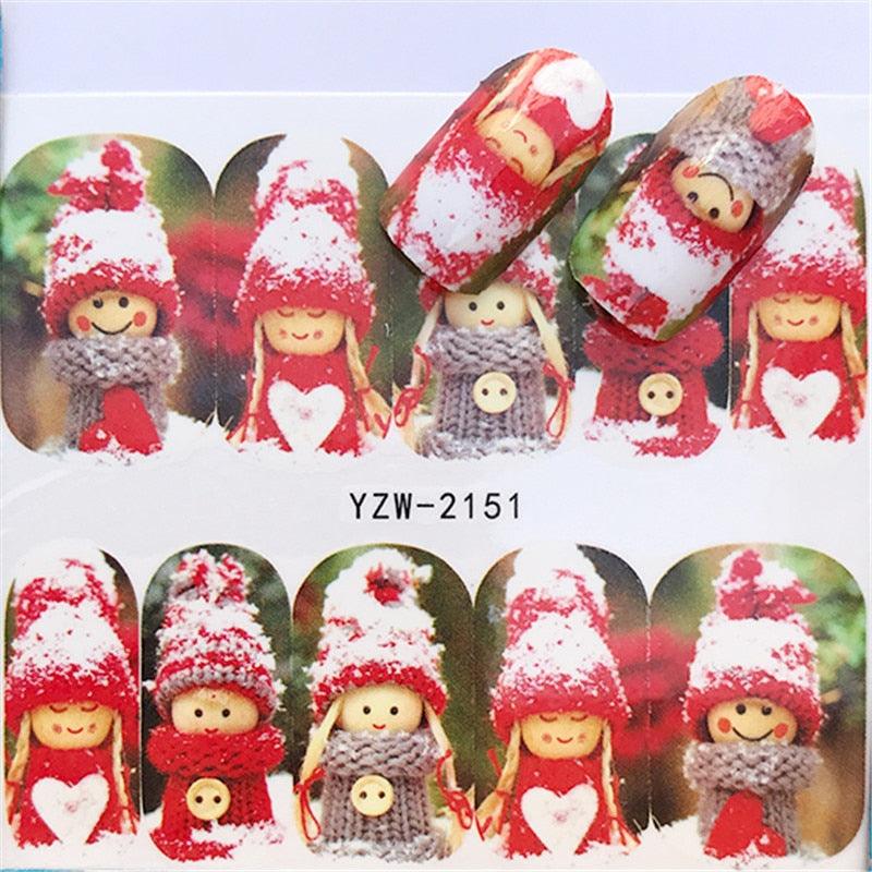 New Christmas Water Decal Nail Art Nail sticker New Year Slider Tattoo Full Cover Santa Claus Snowman Designs Xmas Decals 3D Wave Design Decoration for Women Girls Tape Nail Art Stickers Decal Decoration Nail Art Accessories Decoration Decal