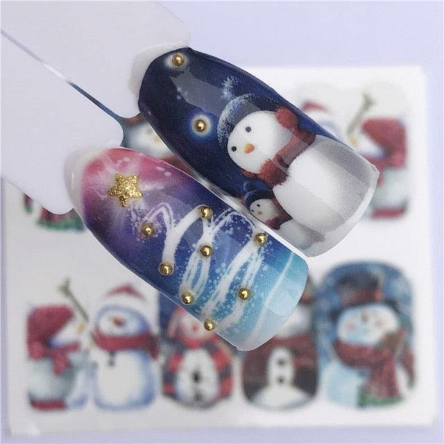New Christmas Water Decal Nail Art Nail sticker New Year Slider Tattoo Full Cover Santa Claus Snowman Designs Xmas Decals 3D Wave Design Decoration for Women Girls Tape Nail Art Stickers Decal Decoration Nail Art Accessories Decoration Decal